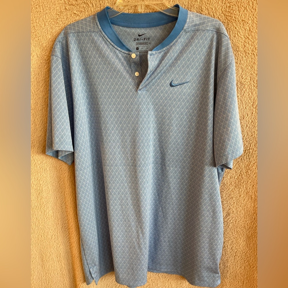 Nike Light Blue Patterned Polo Shirt